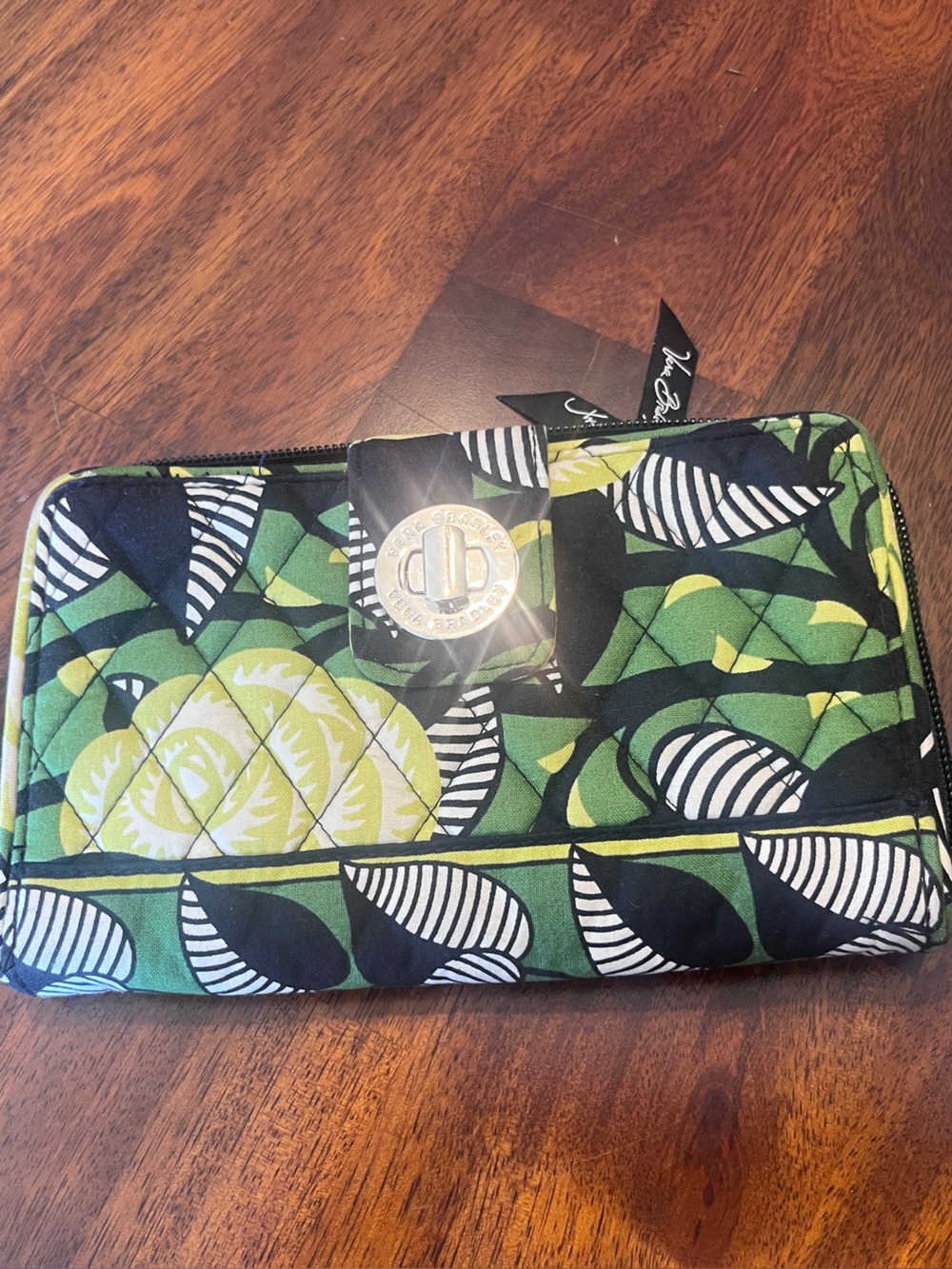 Vera Bradley LA Neon Rose Turnlock Wallet Retired Floral Pattern